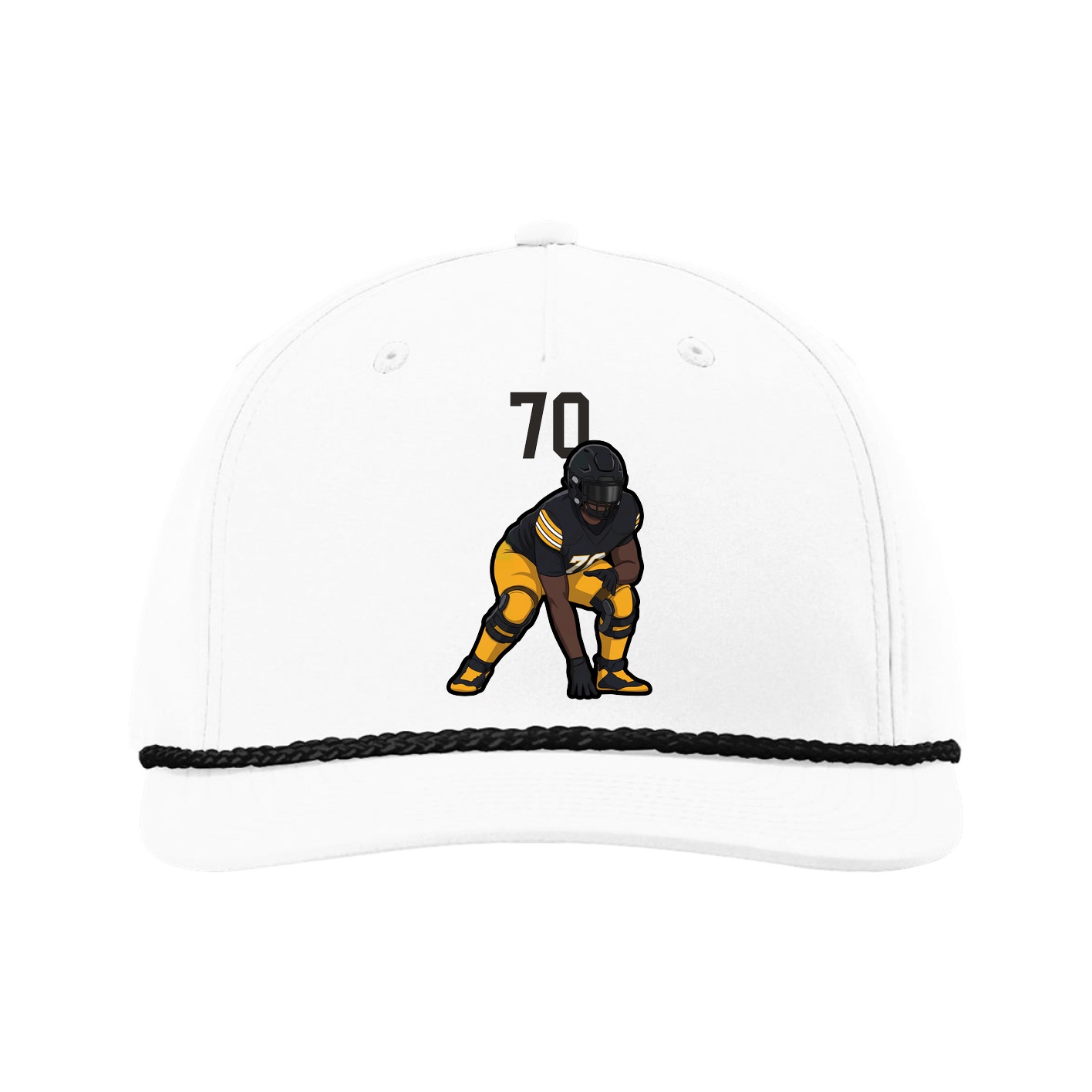 Five-Panel Classic Rope Cap — Number Top in White