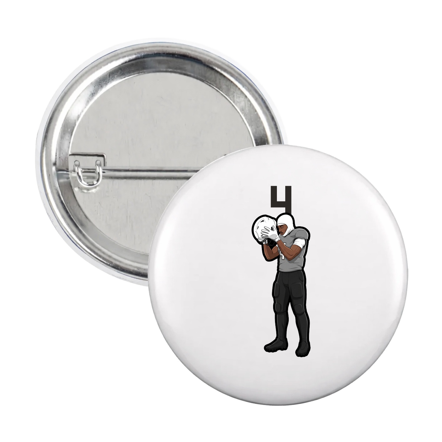 Game Day Button — Number Top in White