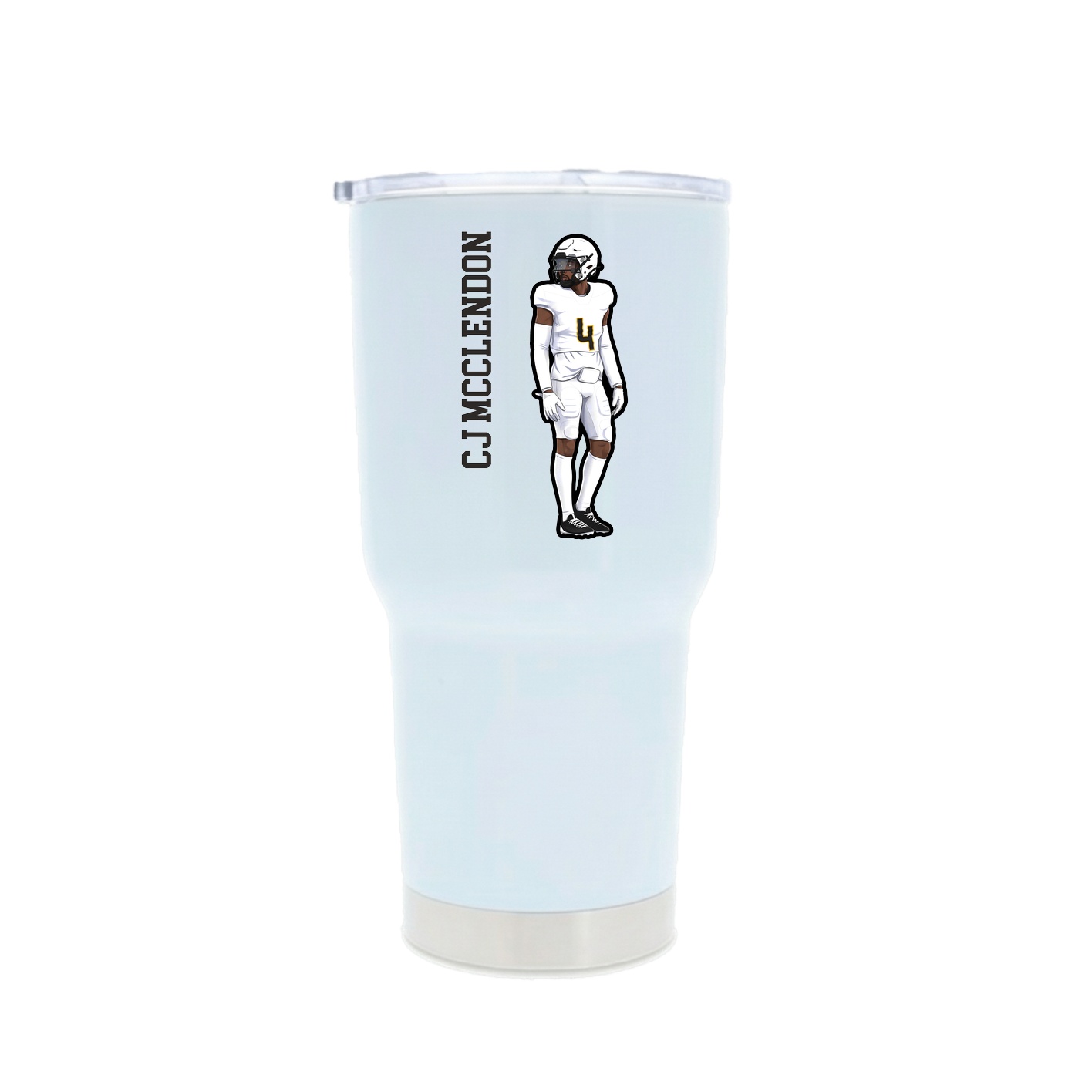 30oz Stainless Steel Tumbler — Name Vertical in White