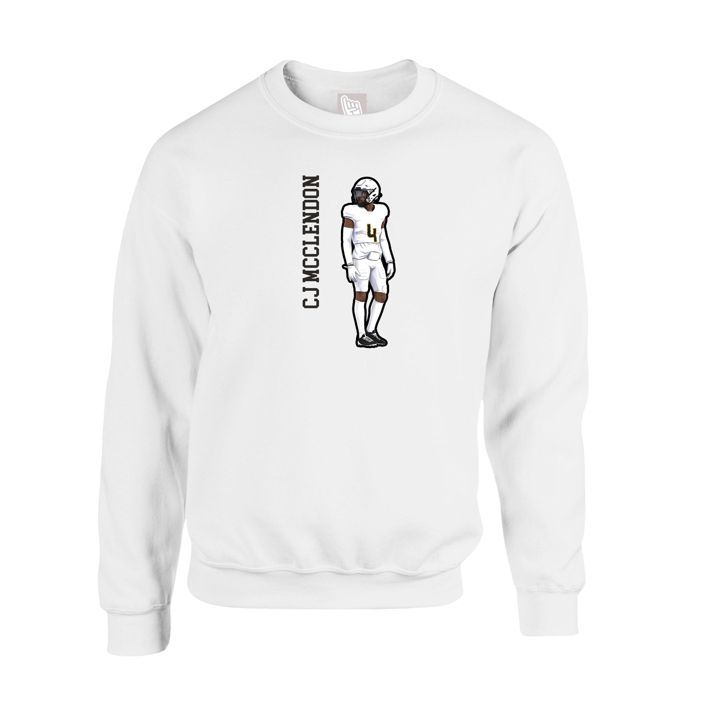 Fleece Crew — Name Vertical in White