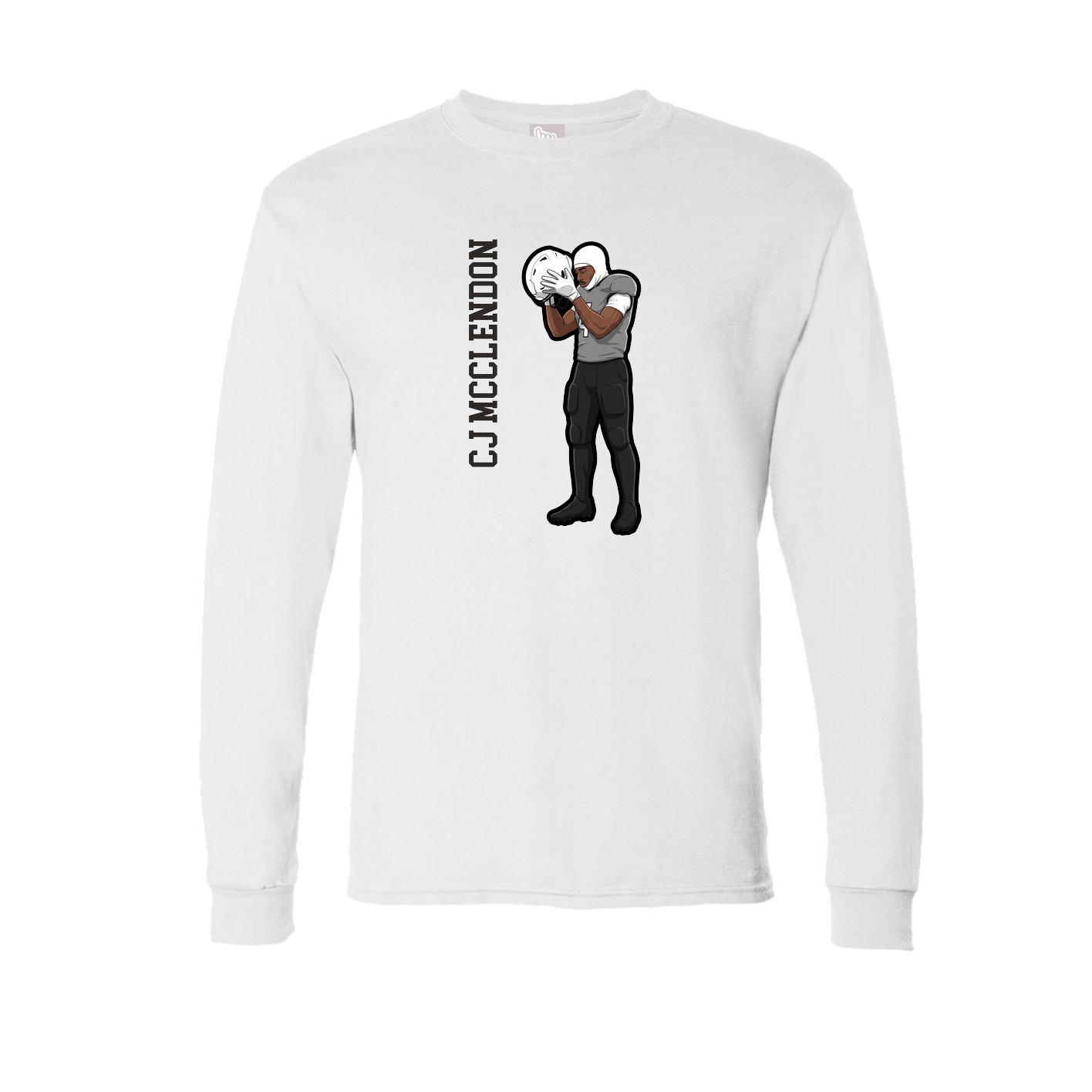 Long Sleeve Tee — Name Vertical in White