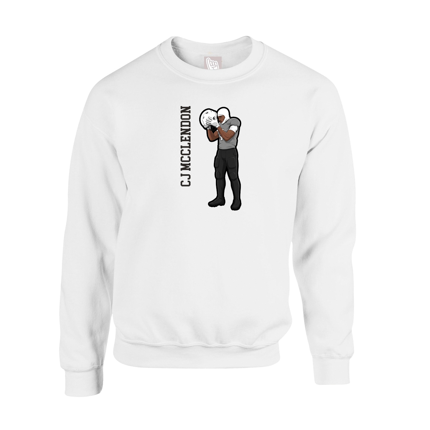 Fleece Crew — Name Vertical in White