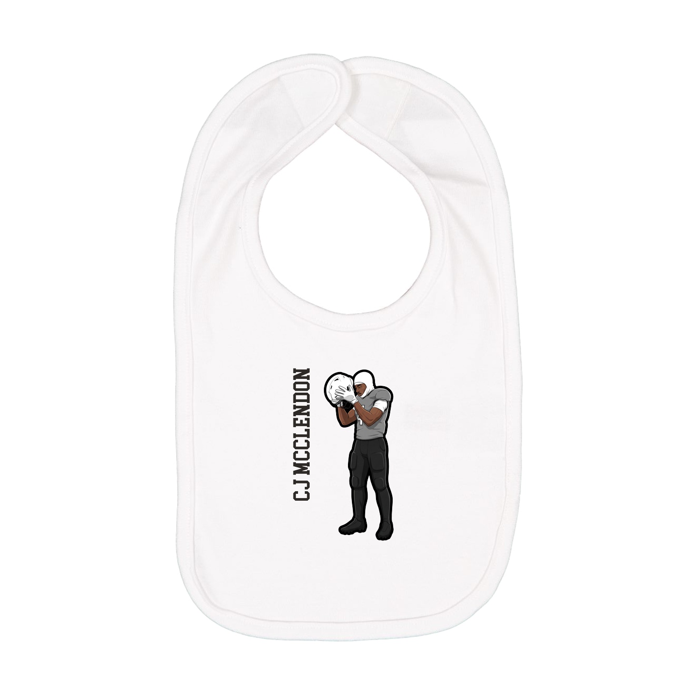 Infant Bib — Name Vertical in White