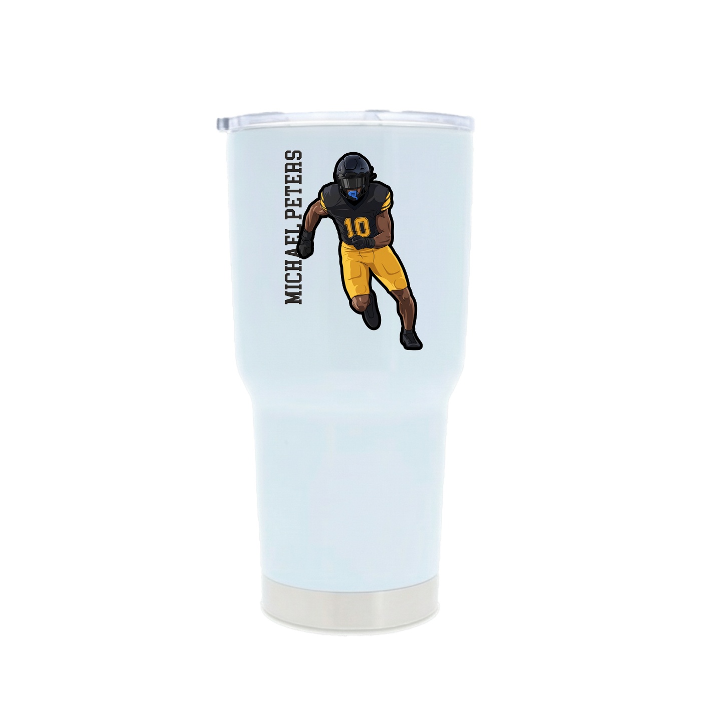 30oz Stainless Steel Tumbler — Name Vertical in White
