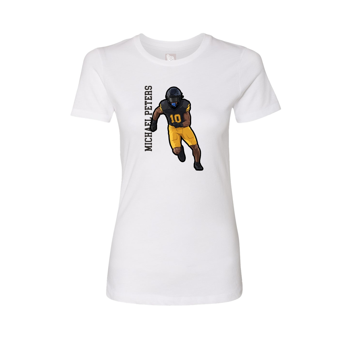 Fitted Women's Tee — Name Vertical in White