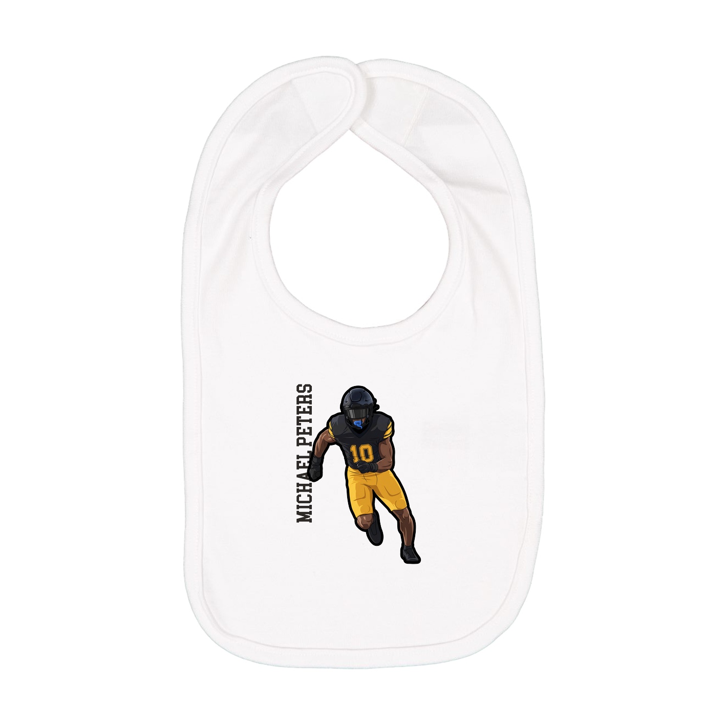 Infant Bib — Name Vertical in White