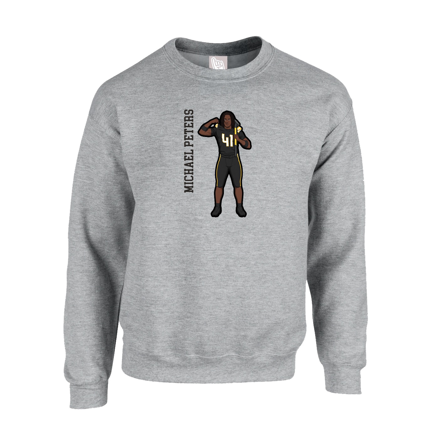Fleece Crew — Name Vertical in Grey