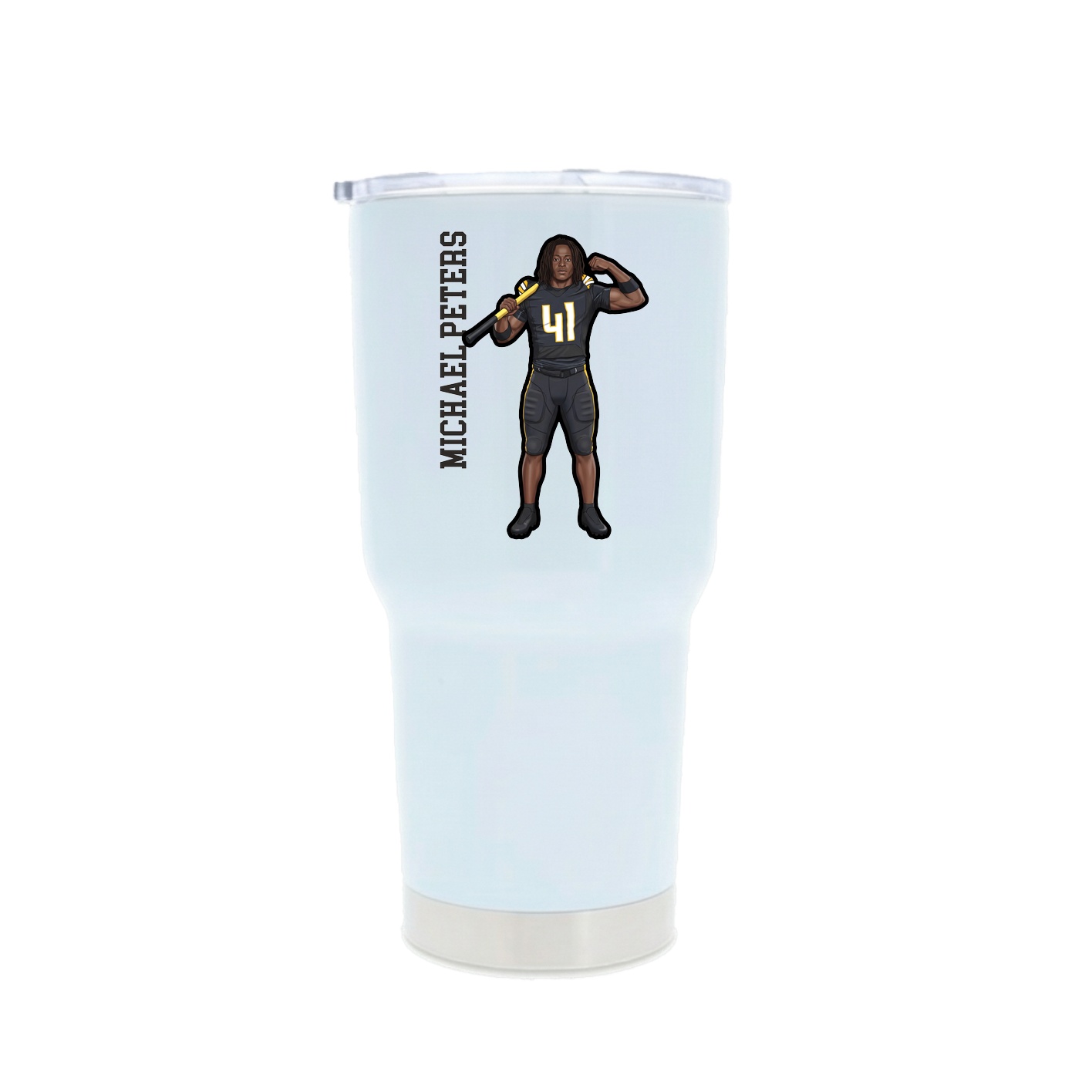 30oz Stainless Steel Tumbler — Name Vertical in White