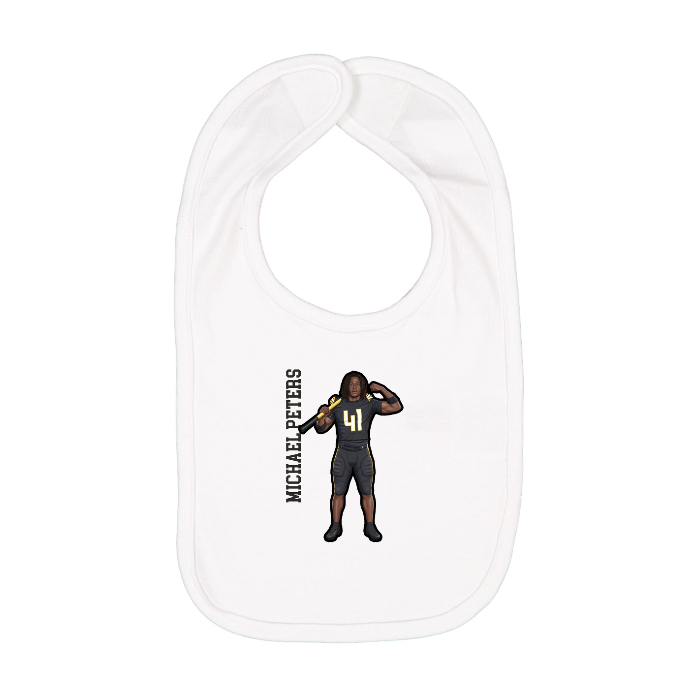 Infant Bib — Name Vertical in White