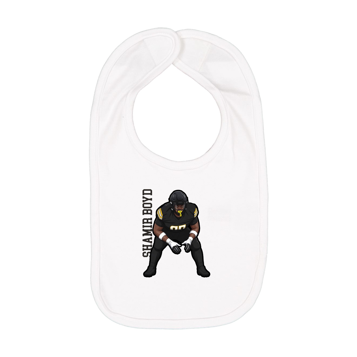 Infant Bib — Name Vertical in White