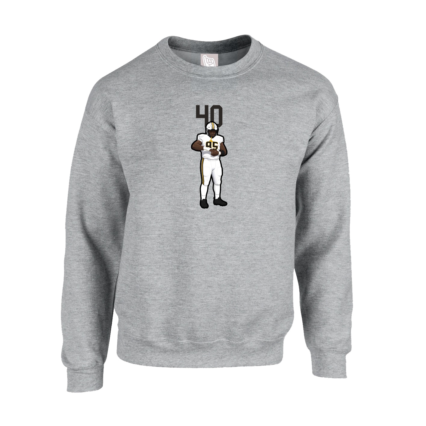Fleece Crew — Number Top in Grey