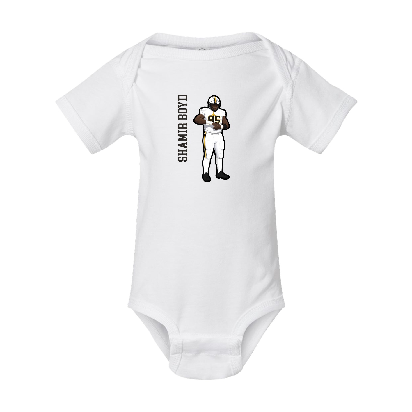 Baby Onesie — Name Vertical in White