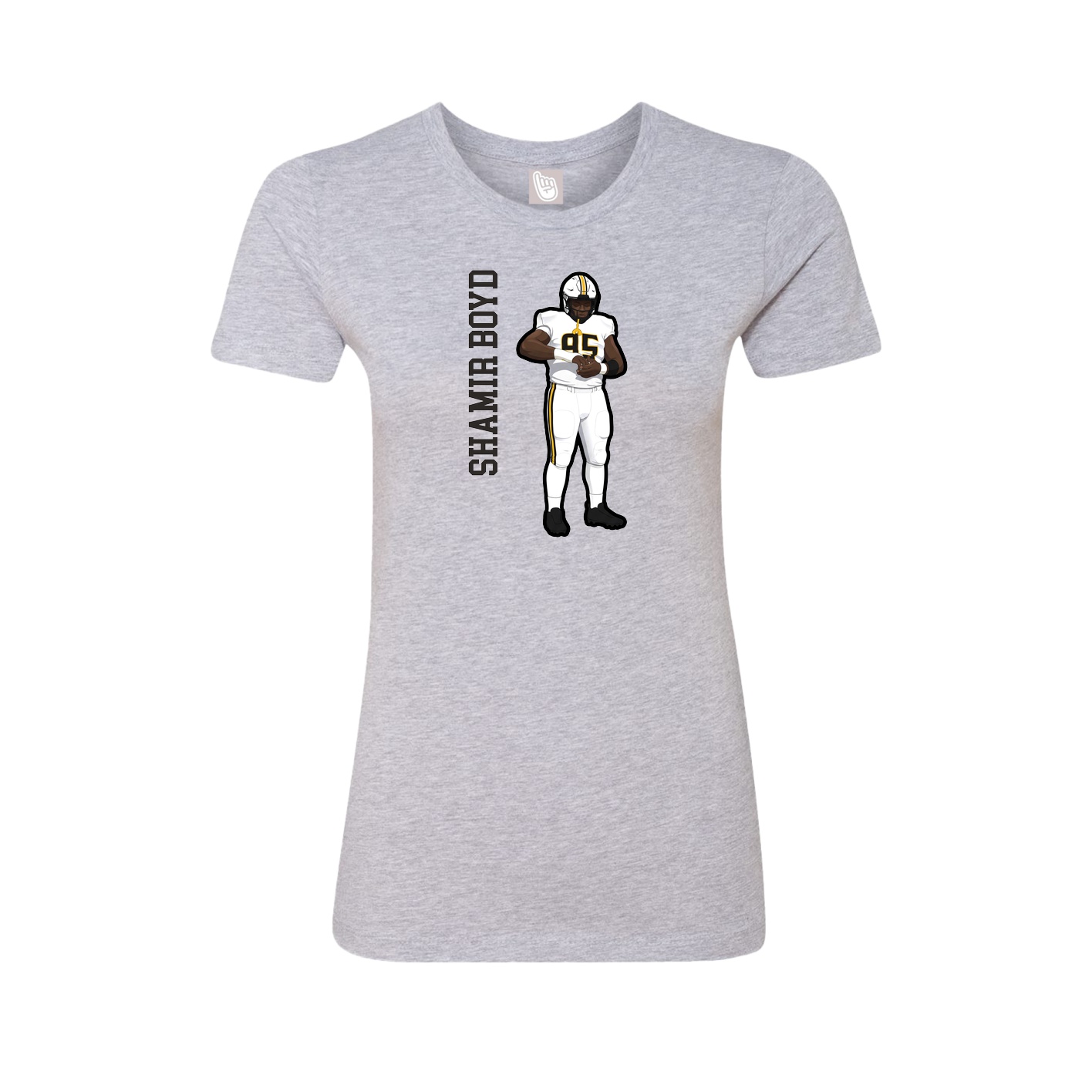 Fitted Women's Tee — Name Vertical in Grey