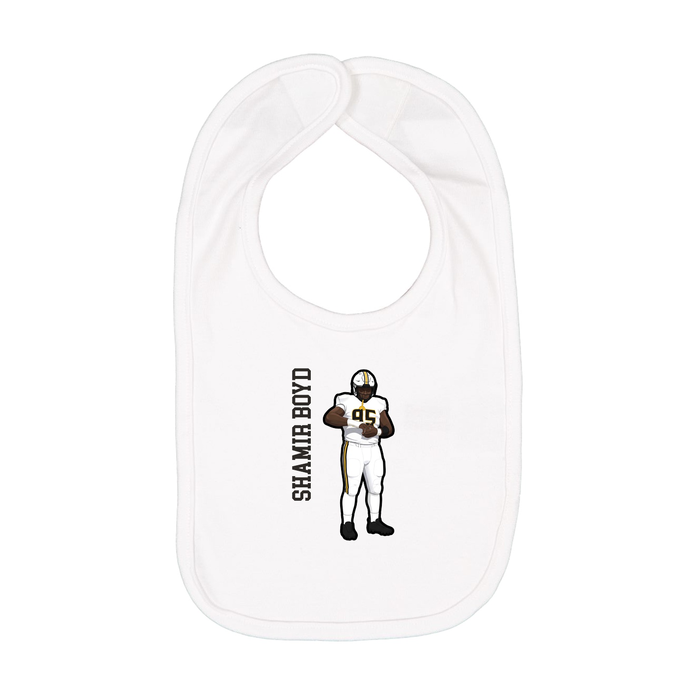 Infant Bib — Name Vertical in White