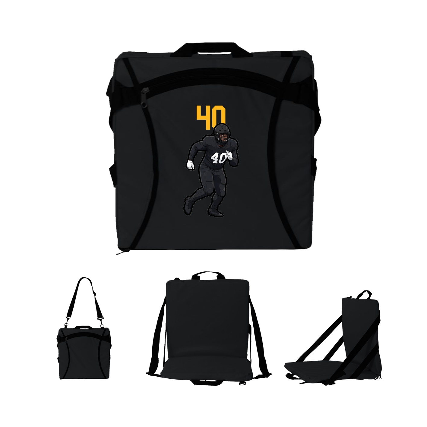 Folding Stadium Seat — Number Top in Black