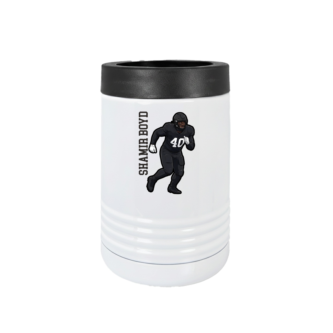 Beverage Holder — Name Vertical in White