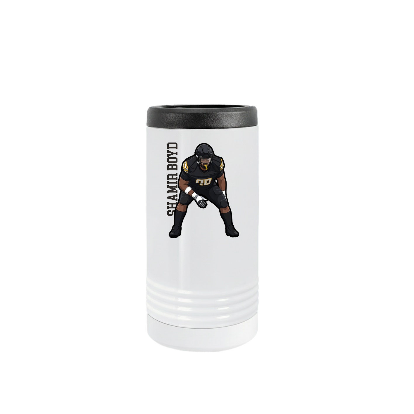 Slim Beverage Holder — Name Vertical in White