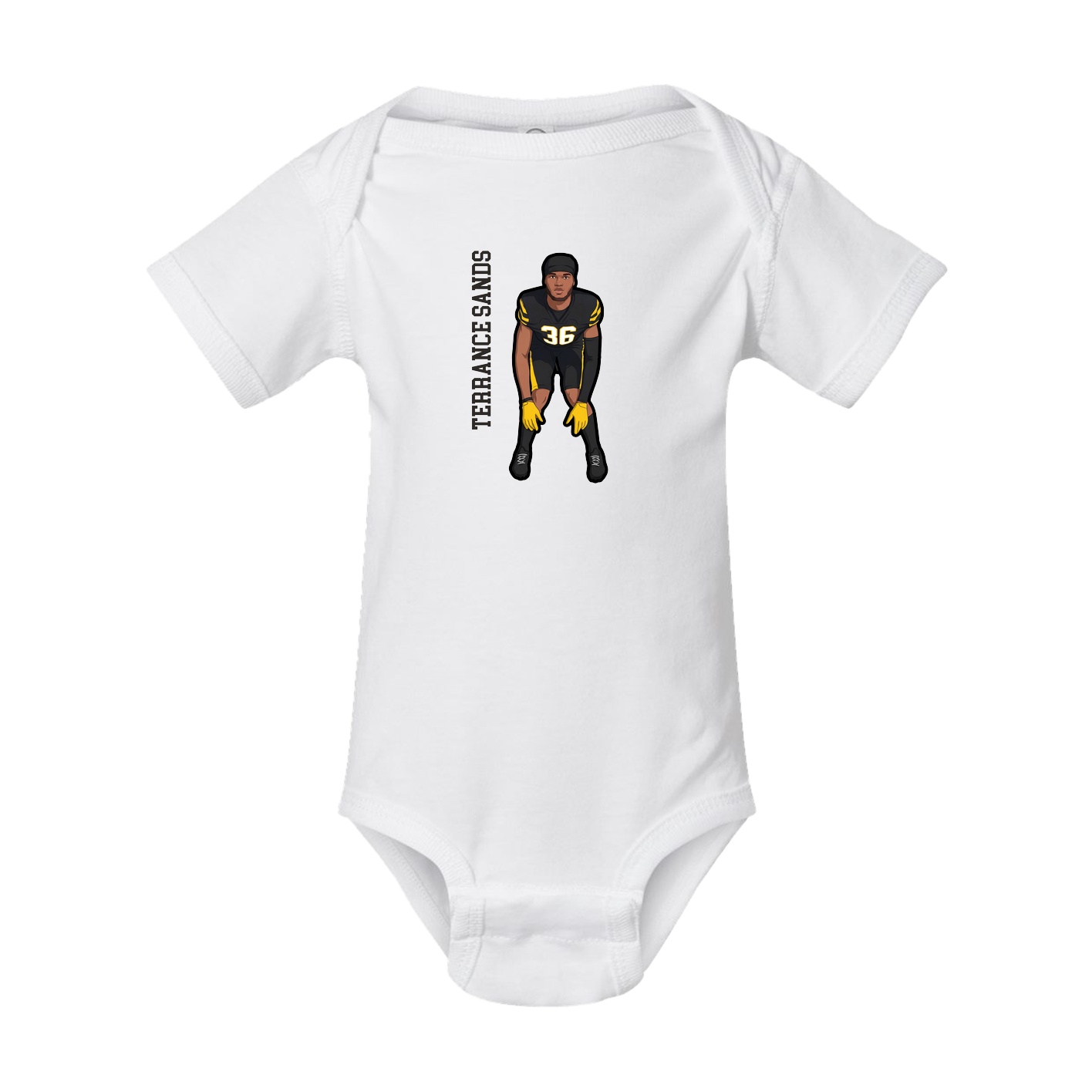 Baby Onesie — Name Vertical in White