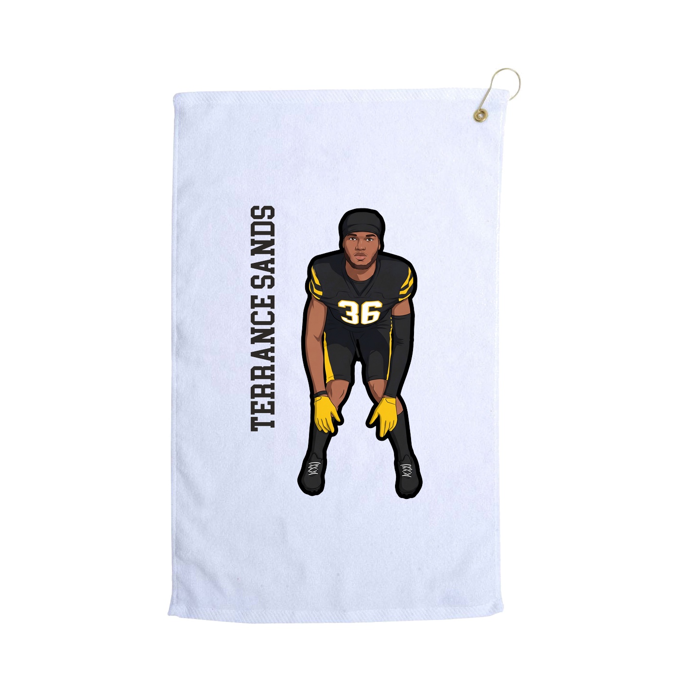 Golf Towel — Name Vertical in White
