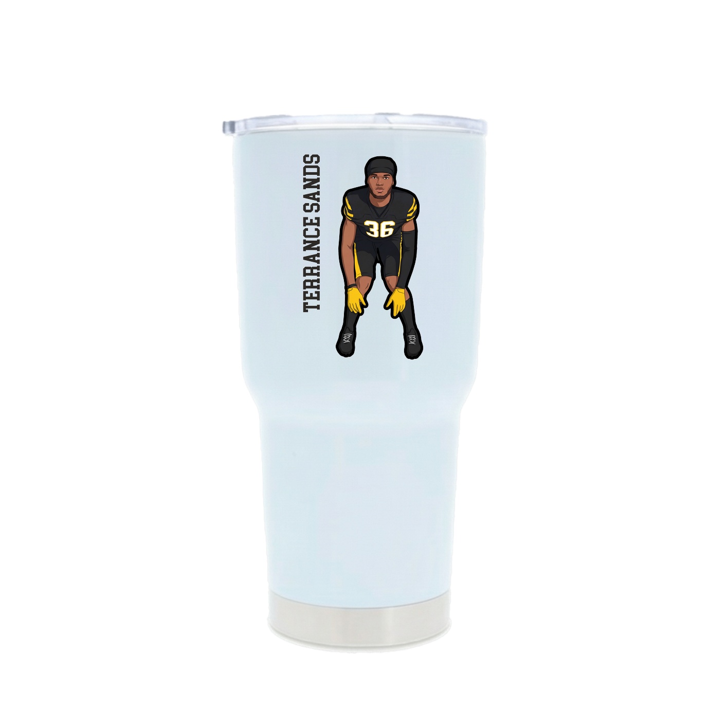 30oz Stainless Steel Tumbler — Name Vertical in White