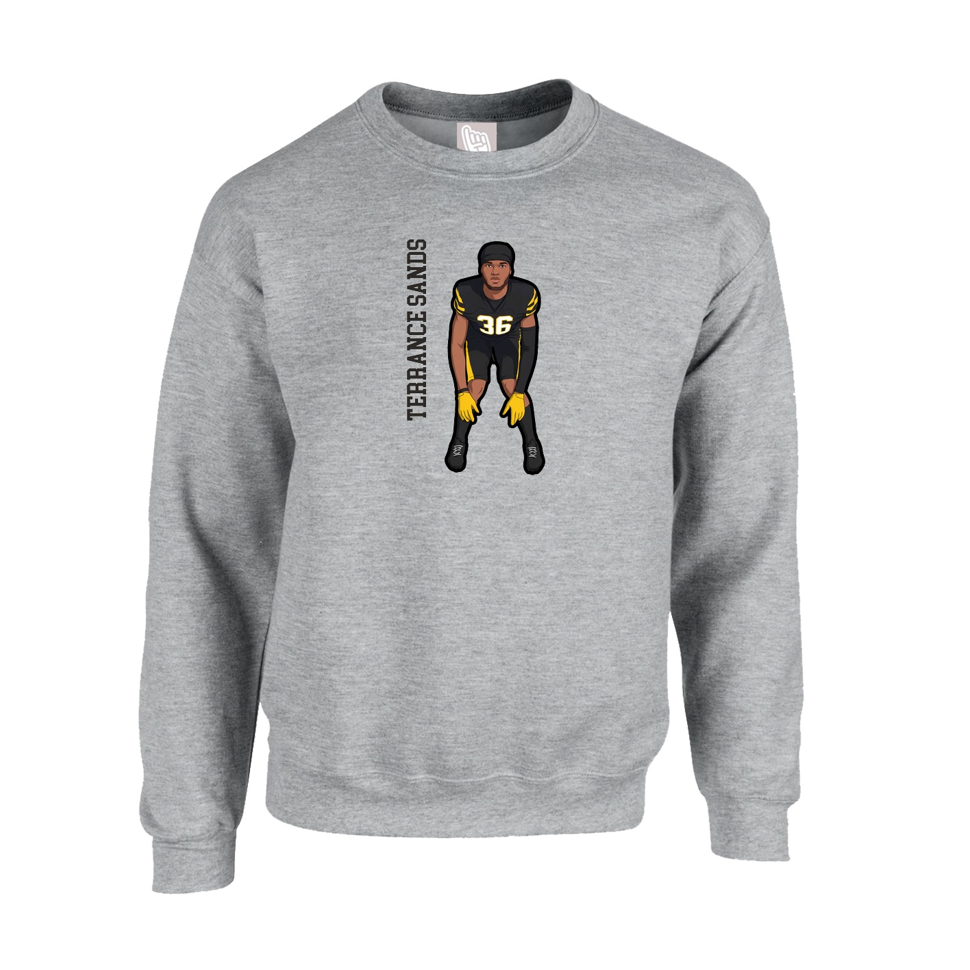 Fleece Crew — Name Vertical in Grey