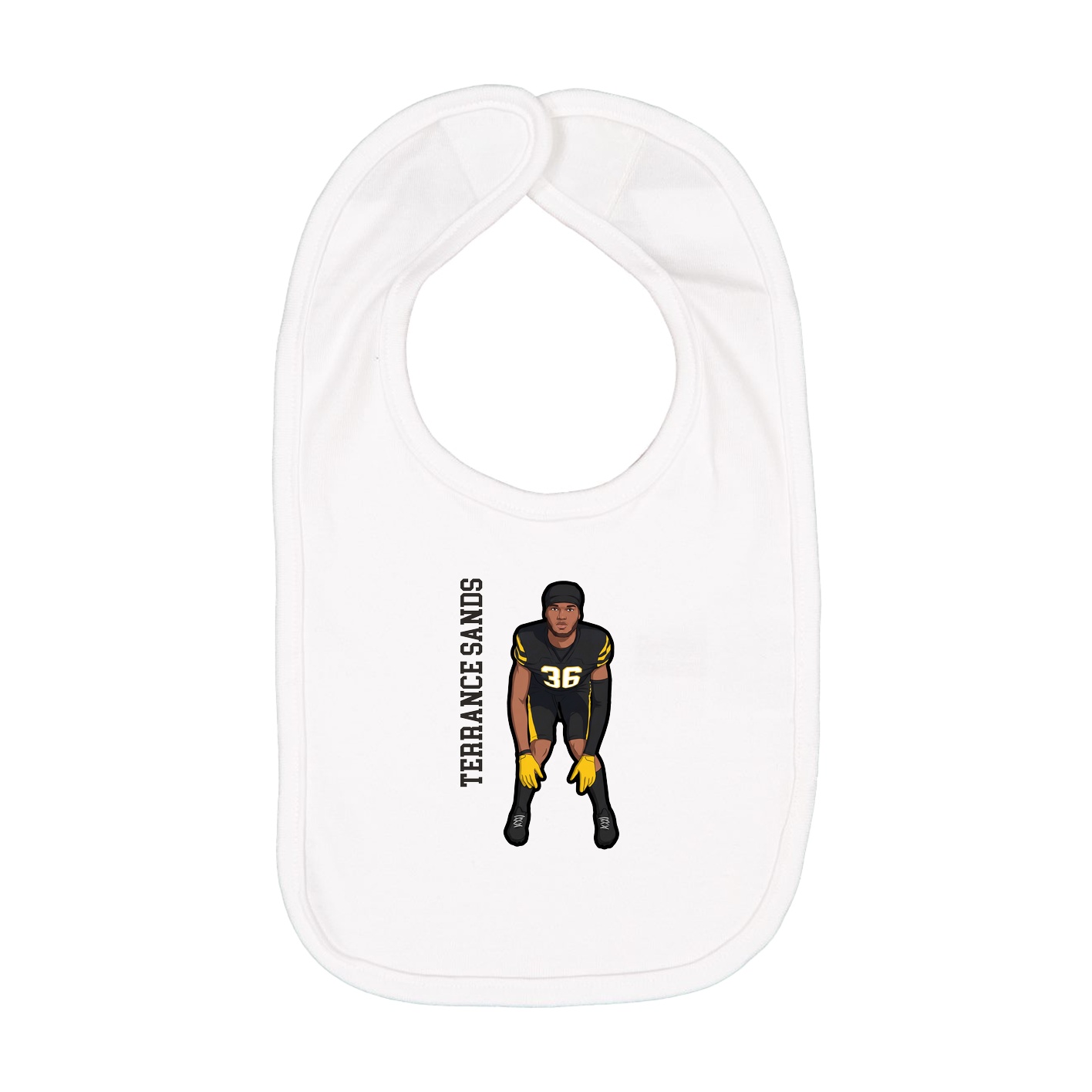 Infant Bib — Name Vertical in White