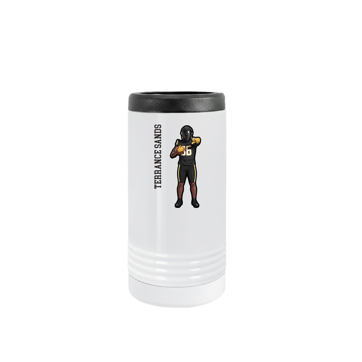 Slim Beverage Holder — Name Vertical in White