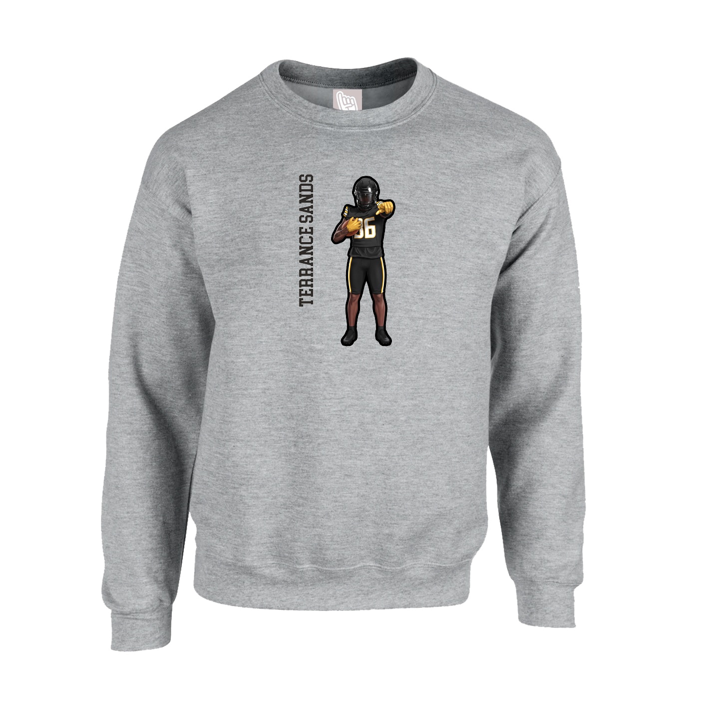 Fleece Crew — Name Vertical in Grey