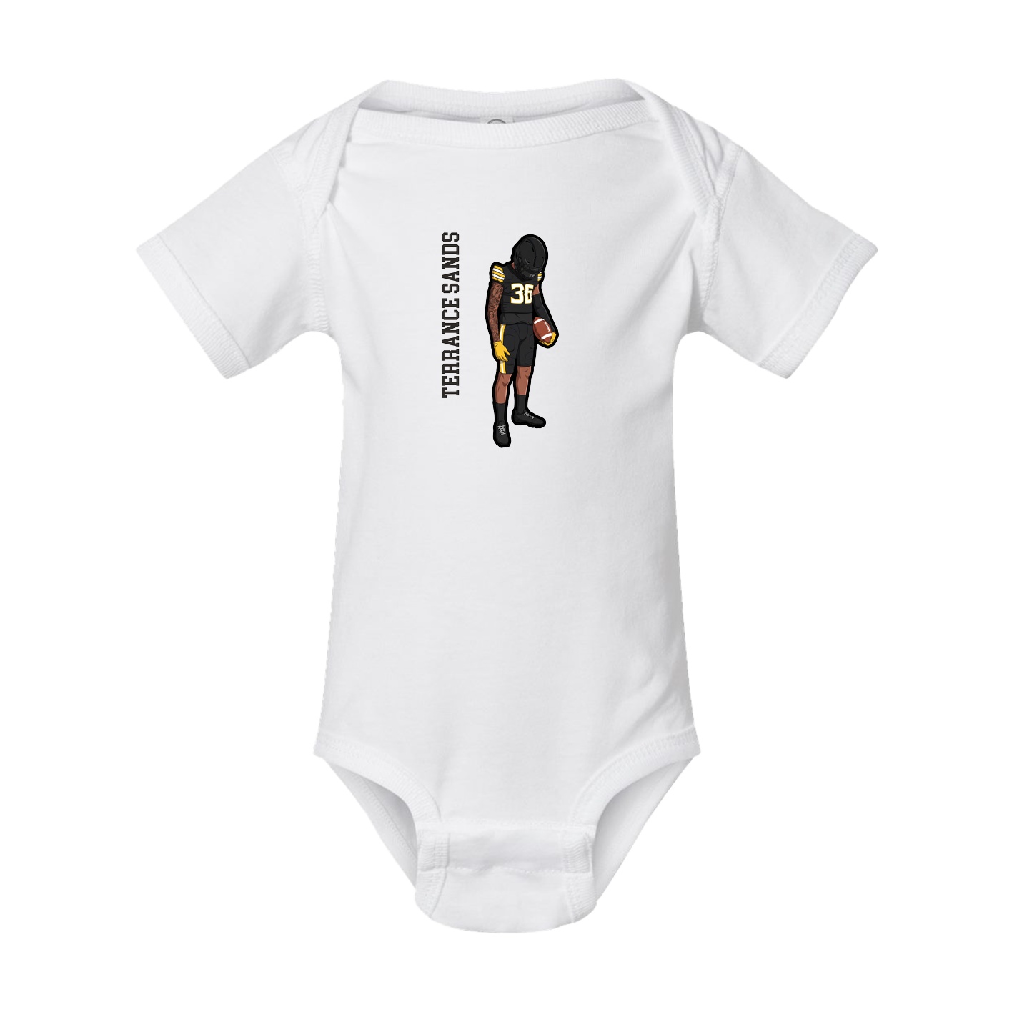 Baby Onesie — Name Vertical in White