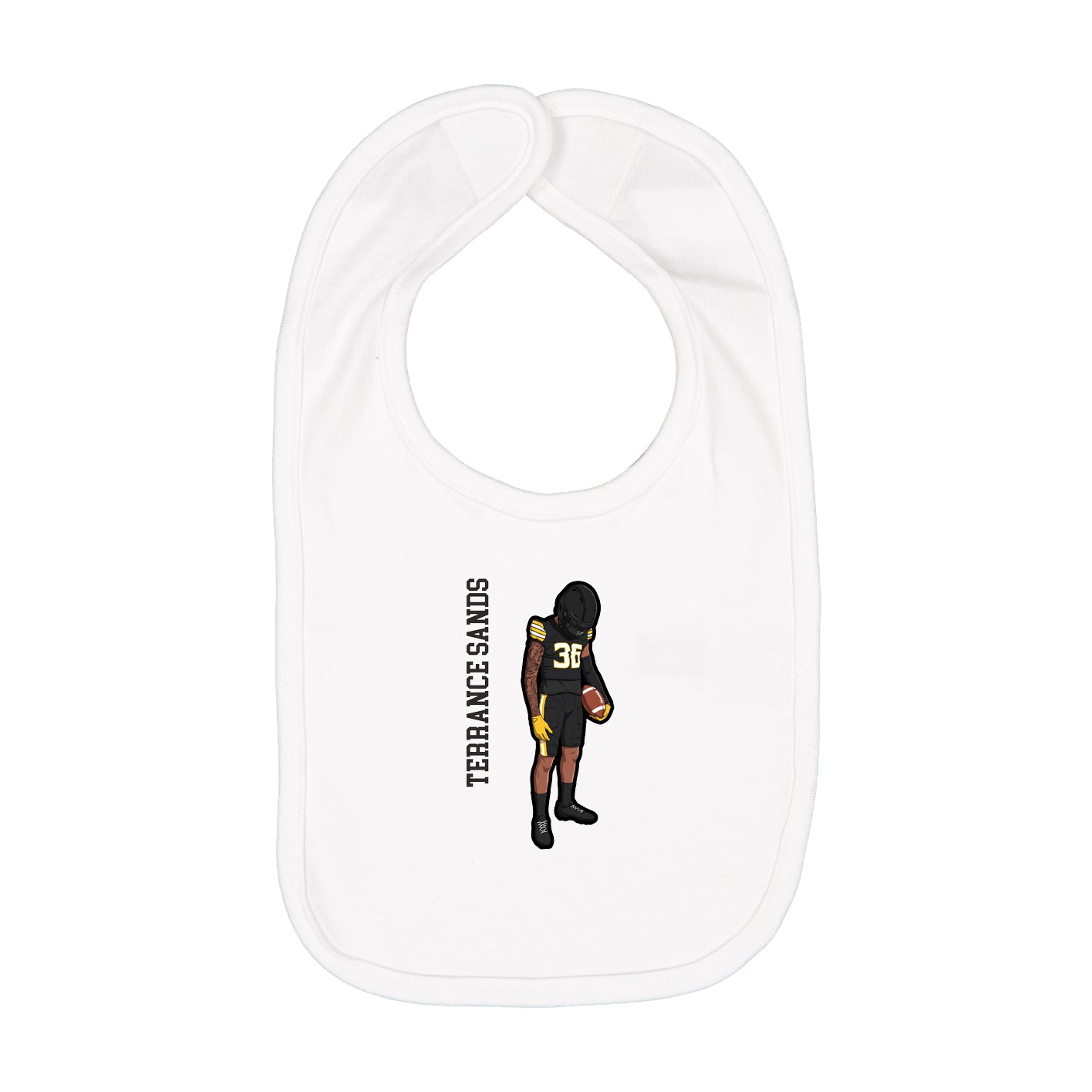 Infant Bib — Name Vertical in White