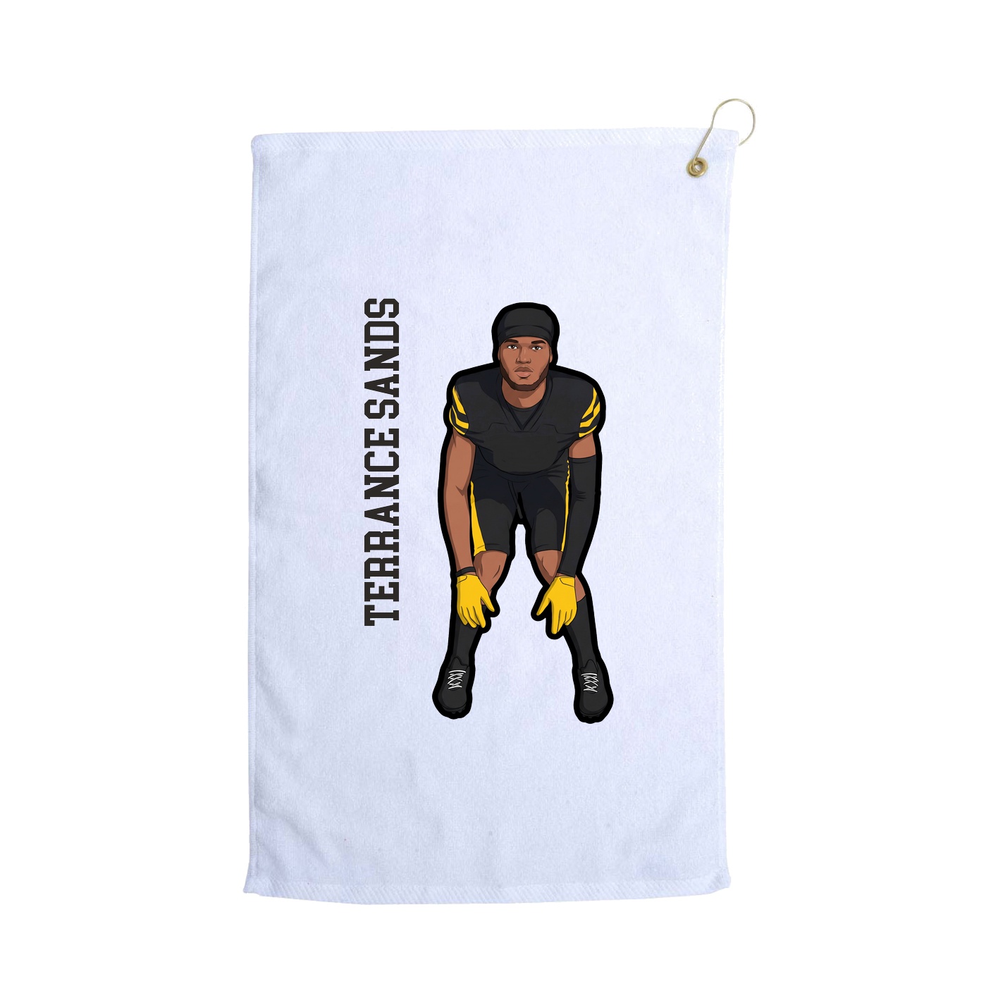 Golf Towel — Name Vertical in White