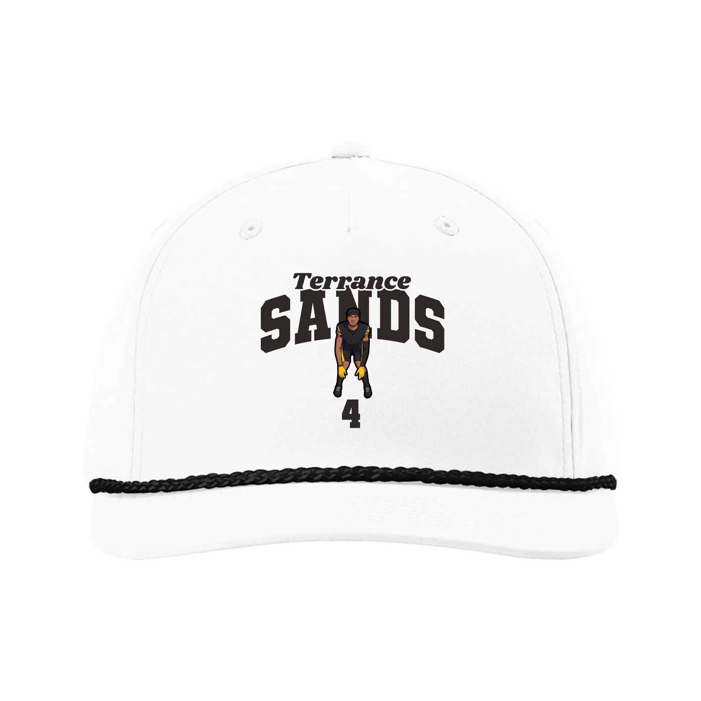 Five-Panel Classic Rope Cap — Signature Arch in White