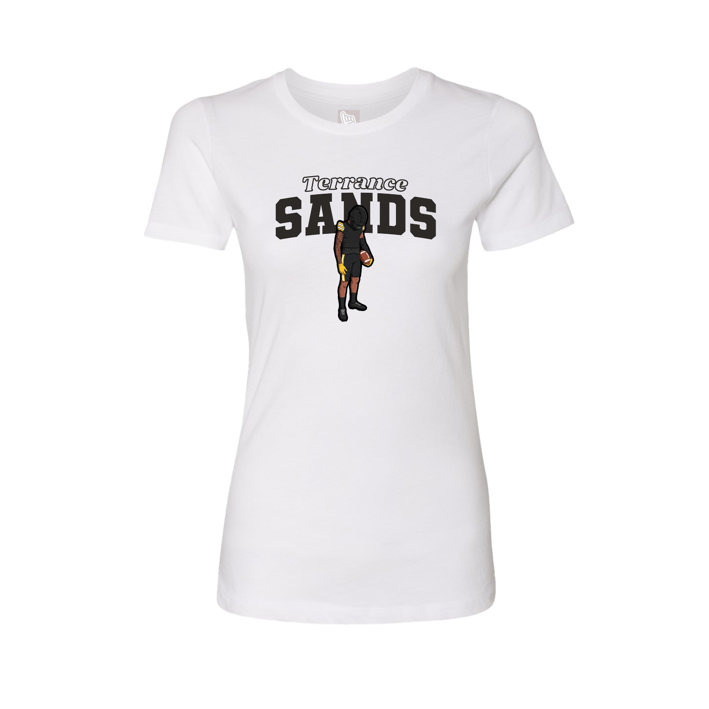 Fitted Women's Tee — Name Arch in White