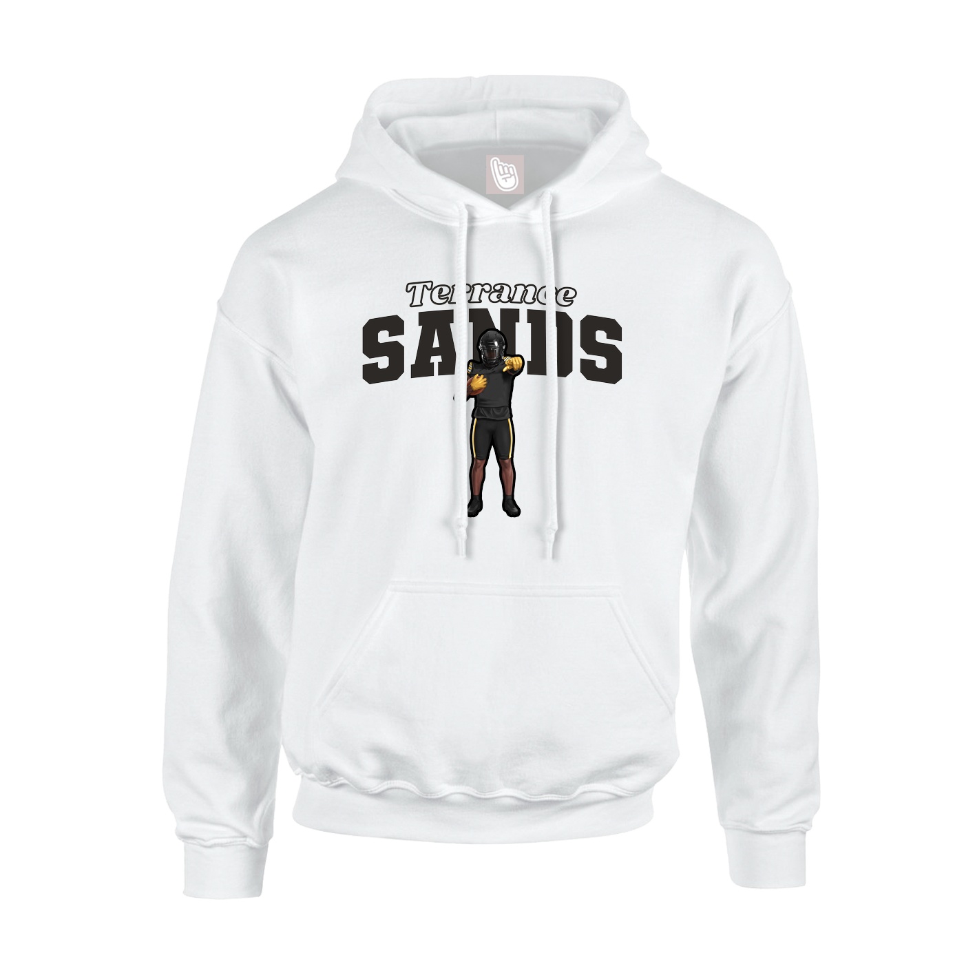 Youth Hoodie — Name Arch in White
