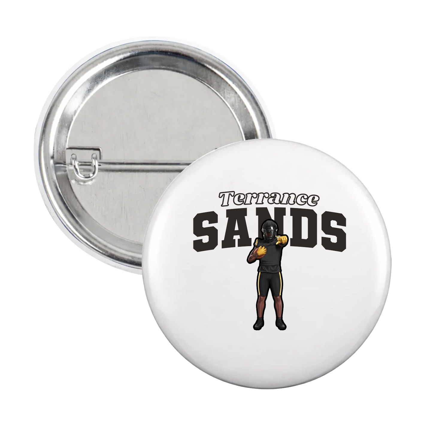 Game Day Button — Name Arch in White