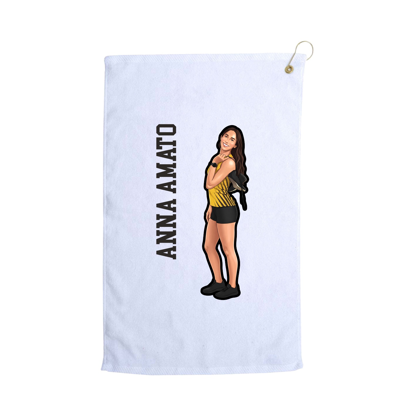 Golf Towel — Name Vertical in White