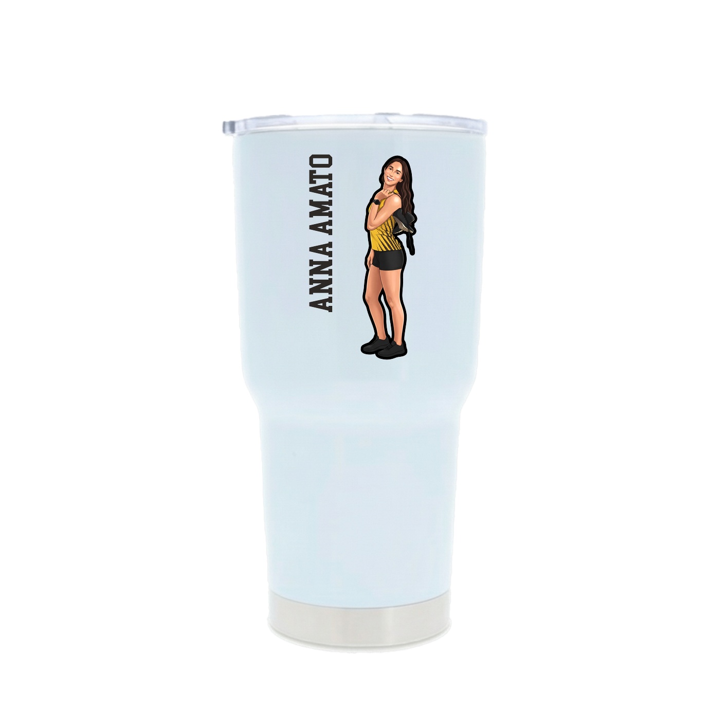 30oz Stainless Steel Tumbler — Name Vertical in White