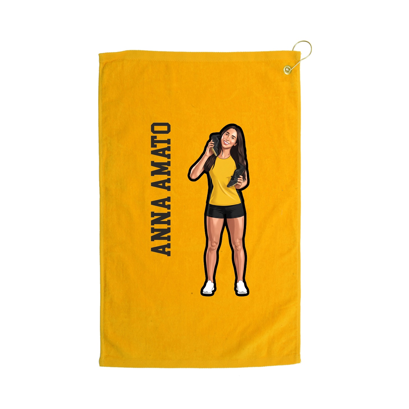 Golf Towel — Name Vertical in Gold