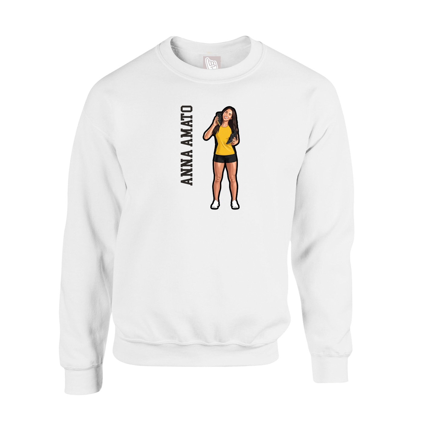 Fleece Crew — Name Vertical in White