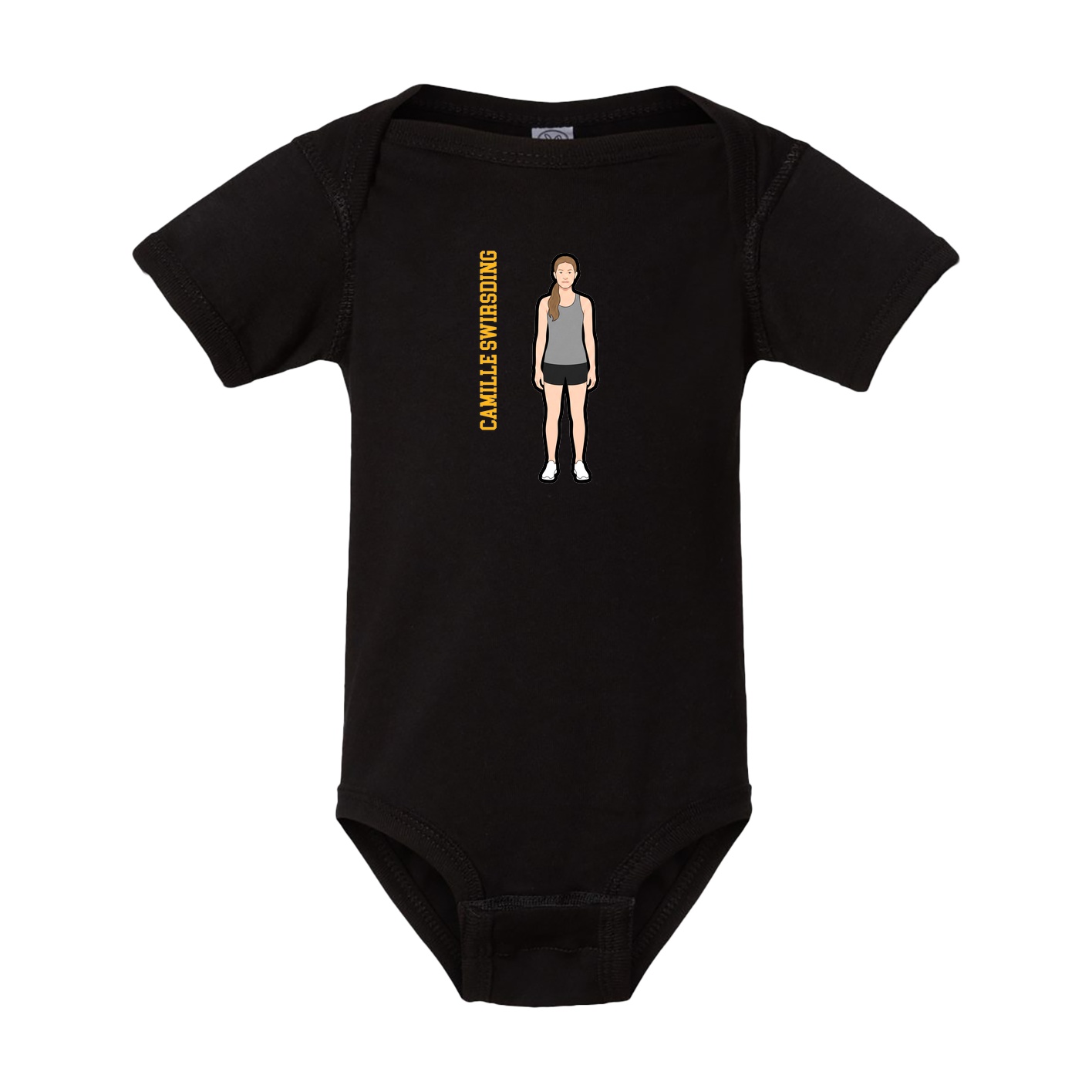 Baby Onesie — Name Vertical in Black