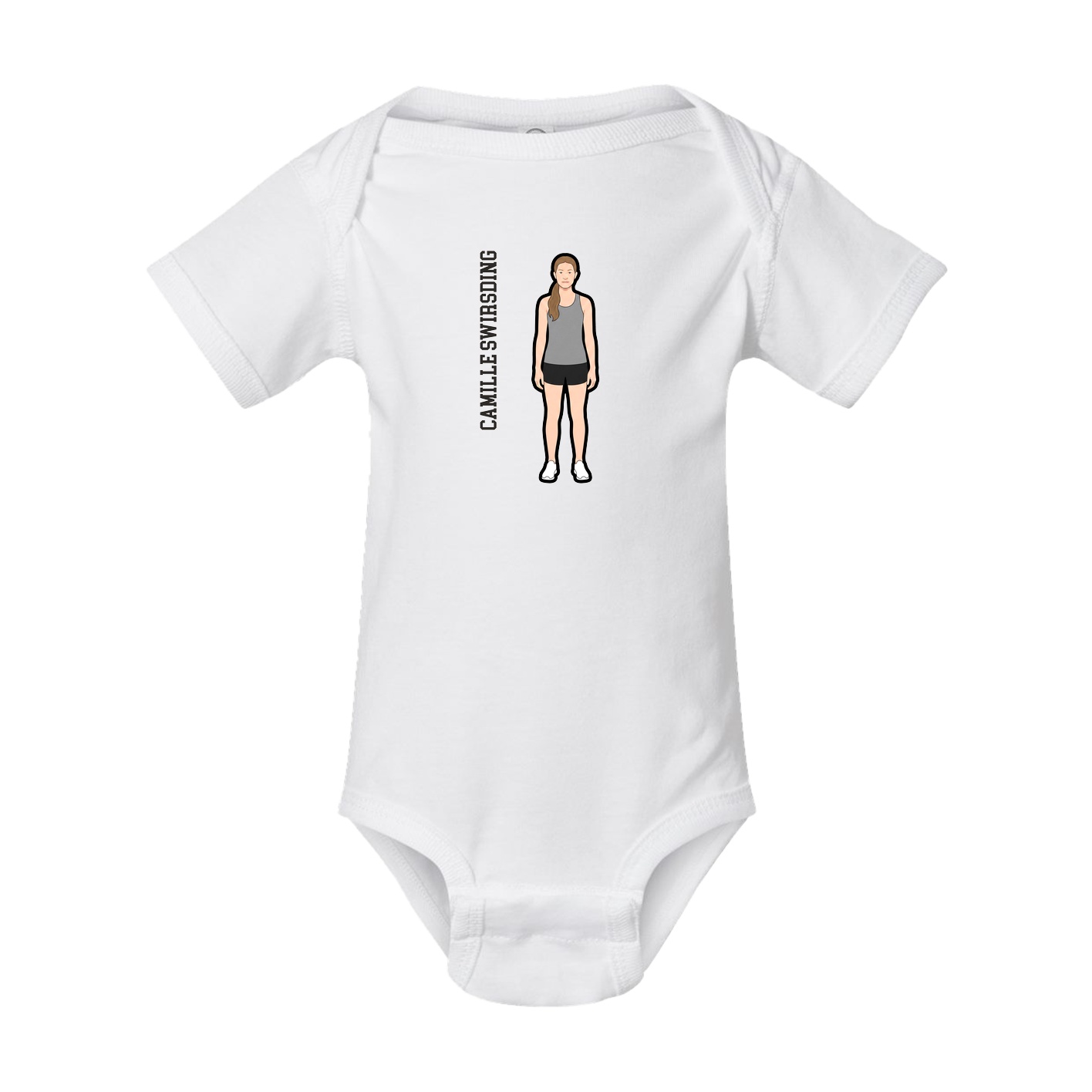 Baby Onesie — Name Vertical in White
