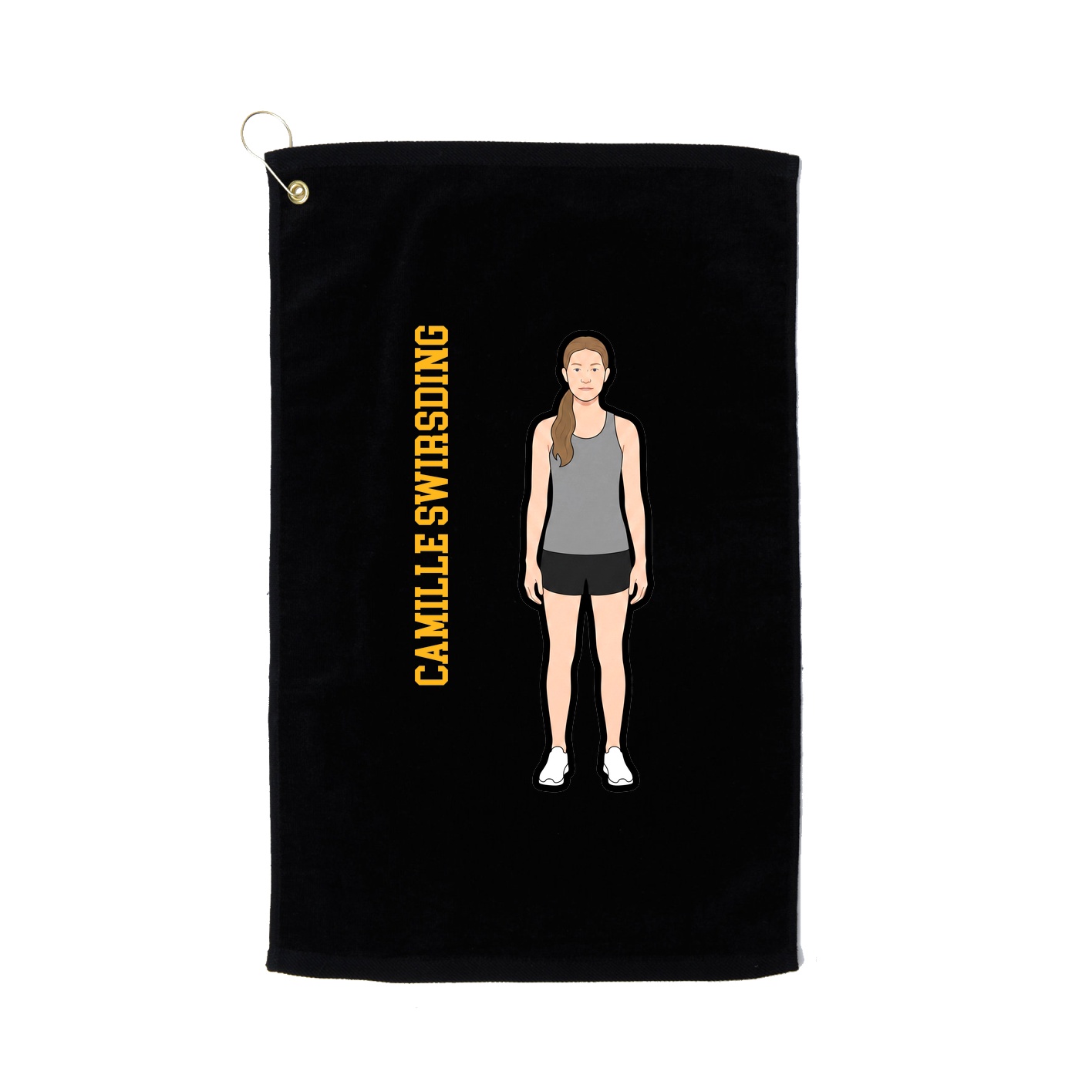 Golf Towel — Name Vertical in Black