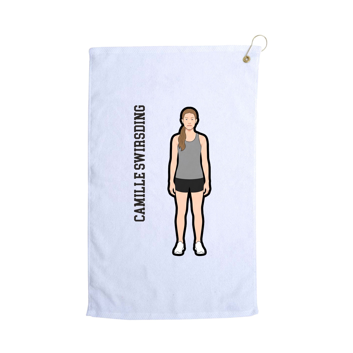 Golf Towel — Name Vertical in White