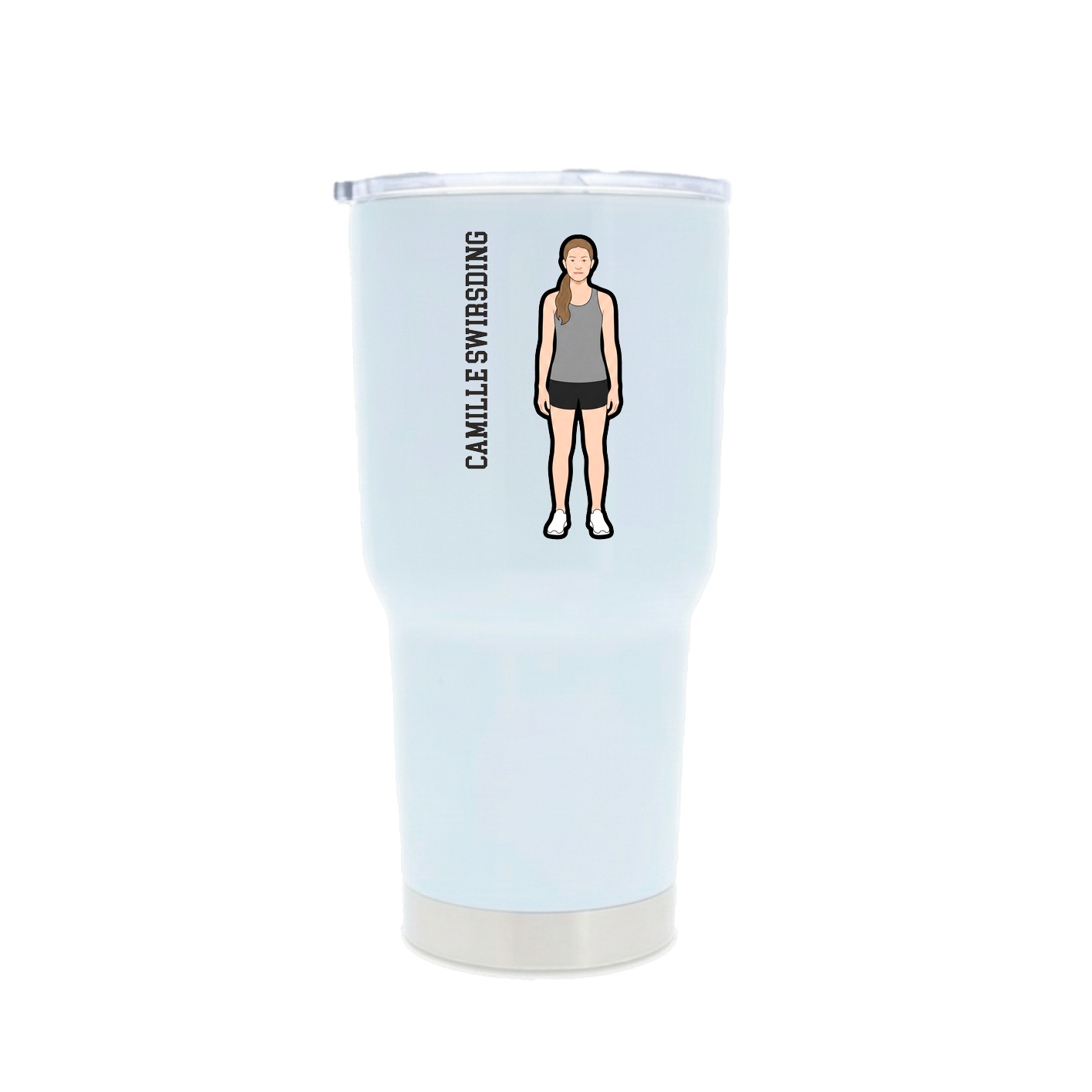 30oz Stainless Steel Tumbler — Name Vertical in White