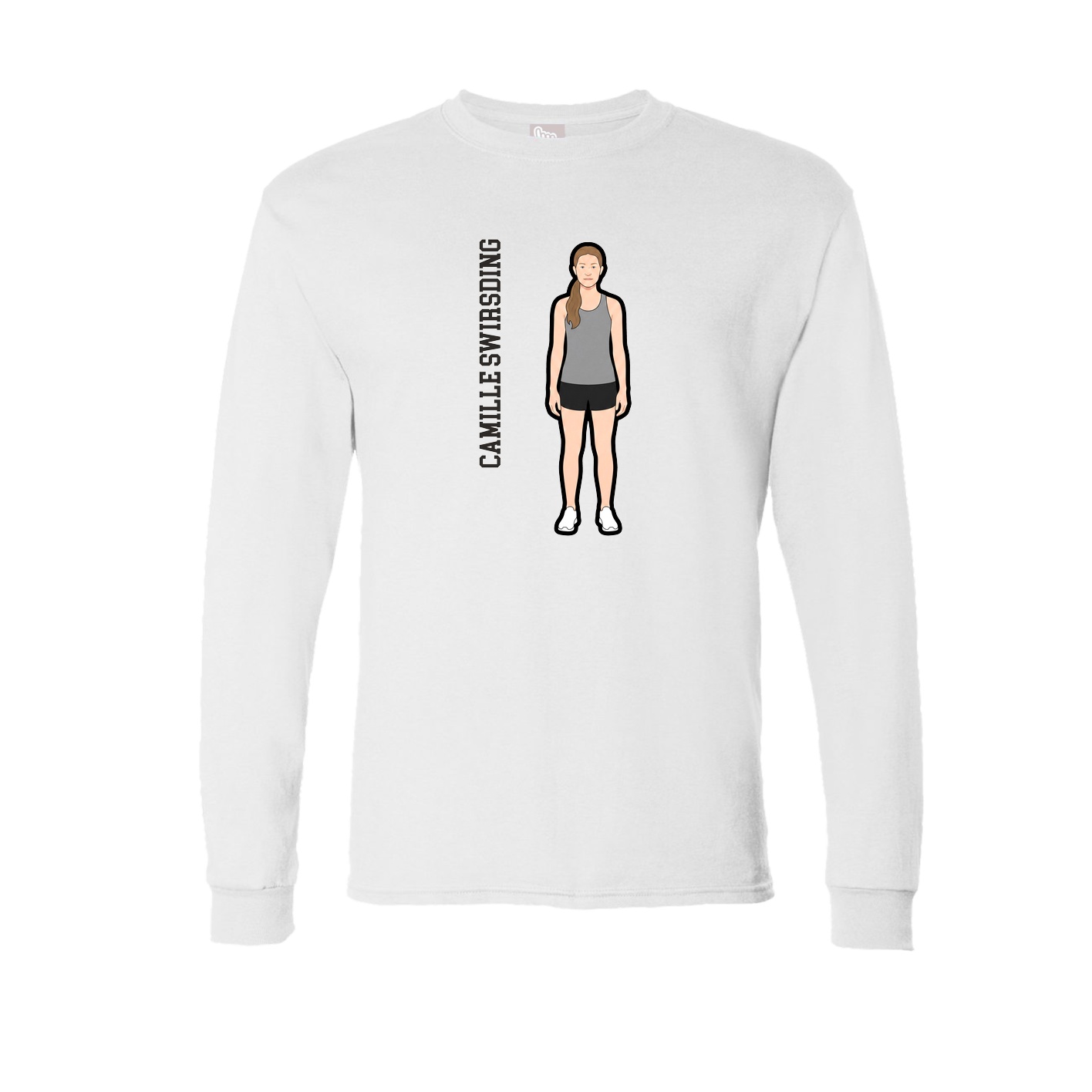 Long Sleeve Tee — Name Vertical in White