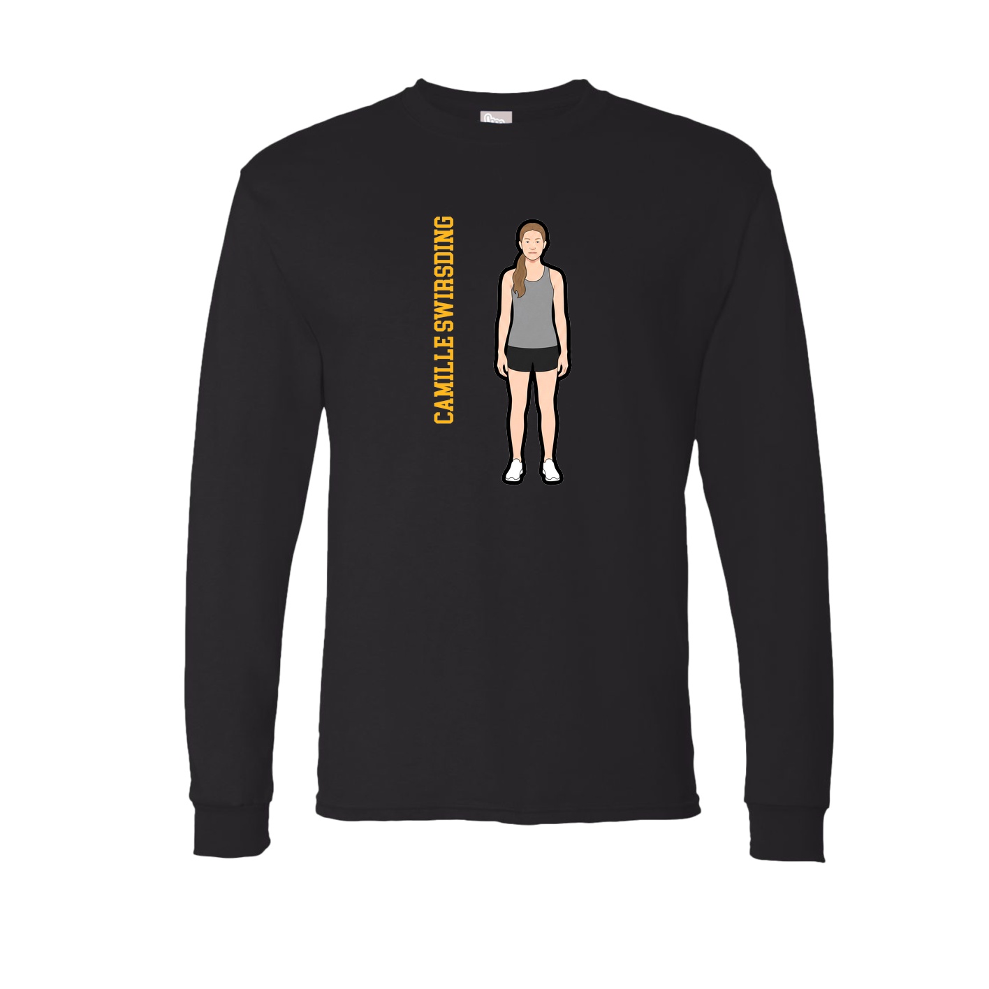 Long Sleeve Tee — Name Vertical in Black
