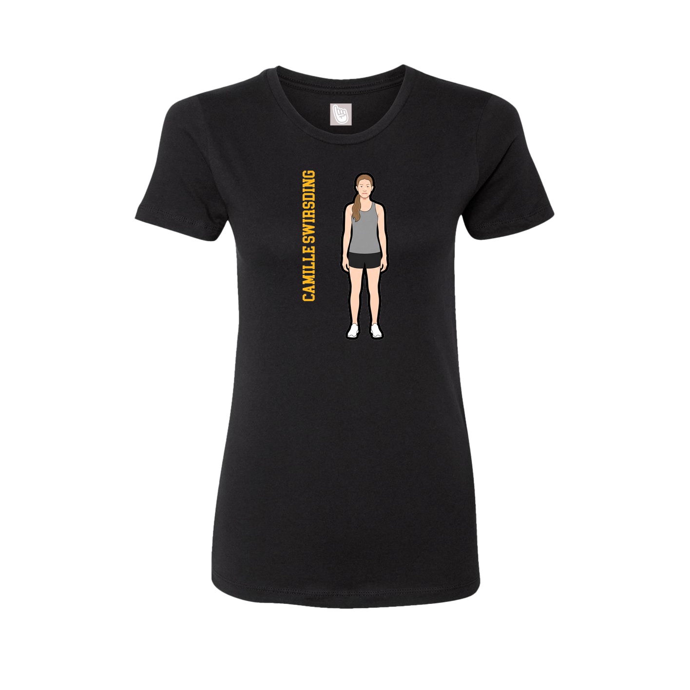 Womens Tee — Name Vertical in Black
