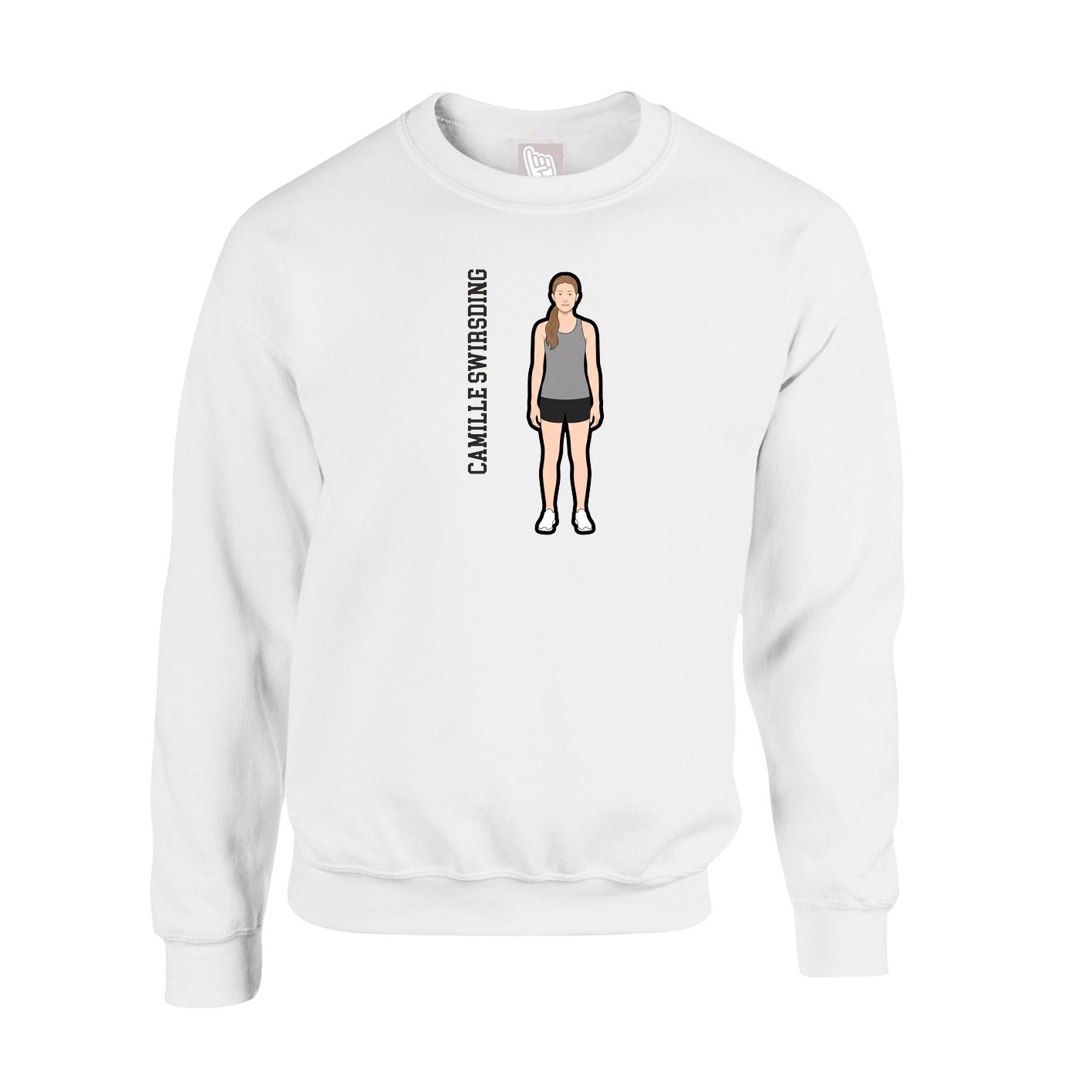 Fleece Crew — Name Vertical in White