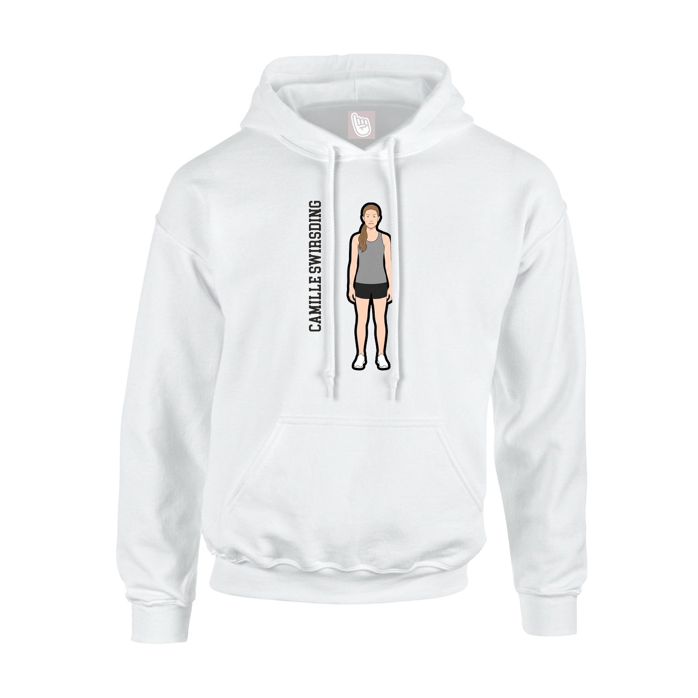 Youth Hoodie — Name Vertical in White
