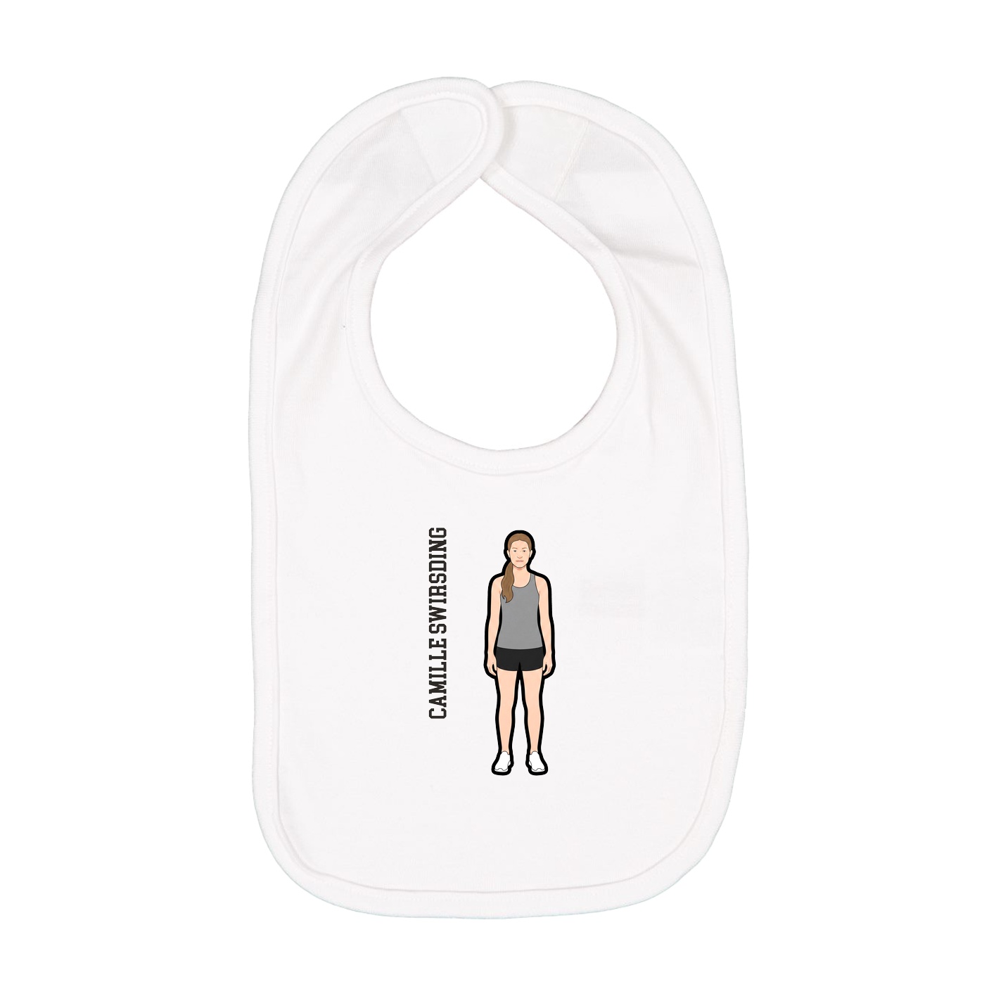 Infant Bib — Name Vertical in White